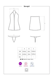 Еротичний костюм покоївки Obsessive Servgirl costume S/M, халат, стрінги, фартух, обруч - мініатюра 5