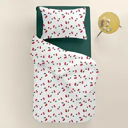 Дитяча постільна білизна в ліжечко CHERRY CS1, червоний (CherryBerry_91GreenDark_140) - мініатюра 2
