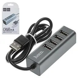 Концентратор адаптер хаб Hoco Line machine HB1 1 Usb-A to 4 Usb сірий - мініатюра 3