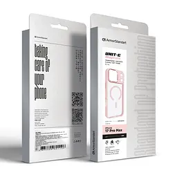 Чехол Apple iPhone 17 Pro Max, Unit MagSafe, розовый, прозрачный, магсейф, противоударный, магнитный, панель-накладка с поддержкой MagSafe, с поддержкой беспроводной зарядки, TPU+PC, защита всего корпуса, ударопрочный, ArmorStandart (ARM86303) - мініатюра 6