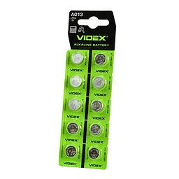 Батарейка годинникова Videx AG13 (LR44) лужні 1.5V 10 шт.