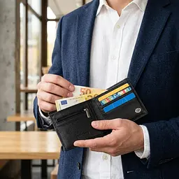 Компактне чоловіче портмоне з натуральної шкіри ST Leather 22486 чорний - мініатюра 2