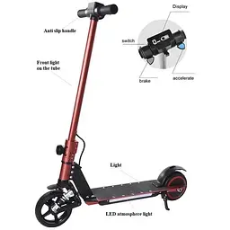 Дитячий Електросамокат E-Scooter ES3 LED + амортизатор Рожевий - мініатюра 6