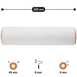 Валик "Велюр" 8x45x250 мм Polax (17-002) - мініатюра 4
