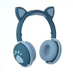 Бездротові дитячі навушники ATD CAT ВК-1 з котячими вушками і LED підсвічуванням, подарункові сині