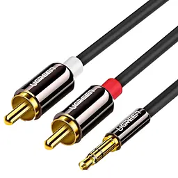 Кабель мультимедійний 3.5mm M to 2xRCA M 5.0m AV116 black Ugreen (10591) - мініатюра 3