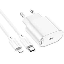 Мережевний зарядний пристрій Hoco C109A Fighter PD20W+QC3.0 1USB-A/1C + кабель Type-C to Lightning White - мініатюра 4