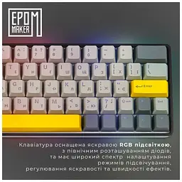Клавіатура Epomaker EP64 60 Mulan Switch Hot-Swap RGB Wireless/Bluetooth/USB UA Black (EP64-B-M) - мініатюра 8