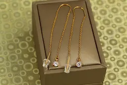 Сережки протяжки Xuping Jewelry з каменем 4 мм золотисті