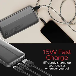 Універсальна мобільна батарея Energizer 10000mAh 15W, USB-А, 2хUSB-C Чорний - мініатюра 8