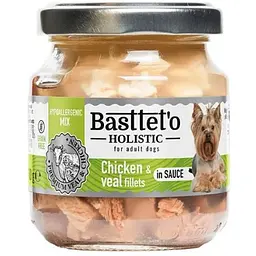 Вологий корм для собак Basttet'o Holistic Шматочки філе  курки  та телятини в желе для собак 130 г