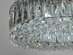Люстра стельова LED Diasha 8693-600+400CH, 85W, хром, кришталева, регульована висота, для офісу, кафе, вітальні, спальні - мініатюра 7