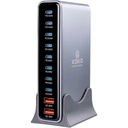Зарядний пристрій XoKo 8xUSB-C PD 65 - 140W + 2xUSB QC30W GaN3 800W (XK-QC-800)