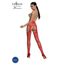 Еротичні колготки-бодістокінг Passion Eco S001 S-L червоні - мініатюра 2