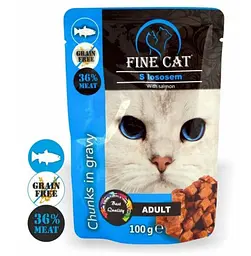 Влажный корм для котов Fine Cat Salmon In Gravy Лосось в соусе 100 г 8002