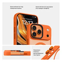 Чехол для Apple iPhone 17 Pro Max, Uniq MagCase, оранжевый, противоударный, панель-накладка с MagSafe, ударопрочный TPU+PC, с магнитом MagSafe, поддержка полноценной беспроводной зарядки, ArmorStandart (ARM86621) - мініатюра 3