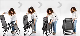 Комплект 2 шт. шезлонги GardenLine Relax Black до 130 кг.! - мініатюра 3