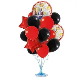 Набір повітряних фольгованих кульок Happy Birthday з зірками надувні декоративні для свят 12 шт.
