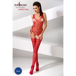 Бодістокінг Passion BS051 комбінезон імітація панчох та боді S/M/L red - мініатюра 2