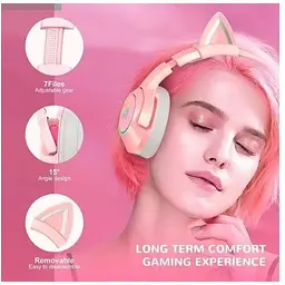 Навушники з вушками Onikuma Gaming Cat Ear K9 7.1 рожеві з підсвічуванням - мініатюра 10