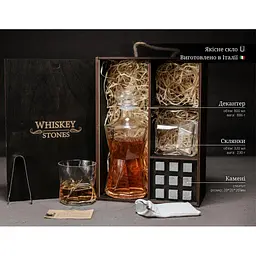 Подарунковий набір Whiskey Stones камені для віскі 9 штук + інструкція + мішечок для зберігання + щипці + 2 склянки та декантер - мініатюра 6