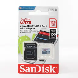 Карта пам'яті microSDXC (UHS-1) SanDisk Ultra 128Gb class 10 A1 (100Mb/s) (adapter SD) - мініатюра 2