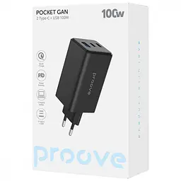 Зарядний пристрій Proove Pocket GaN Max 100W 2×Type-C + USB Black (WCPG10012201) - мініатюра 2