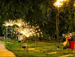 Ліхтар садовий Феєрверк газонний на сонячній батареї, 90 led, 8 режимів (2 шт. у комплекті) - мініатюра 2