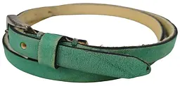 Ремінь жіночий вузький шкіряний B.Belt вінтажний ручна робота натуральна шкіра Бірюзовий - мініатюра 5