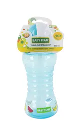 Поїльник для подорожей Baby Team з трубочкою 10+ міс. 300 мл блакитний (5005_блакитний) - мініатюра 3