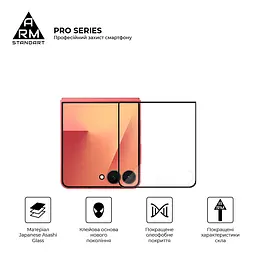Захисне скло на Samsung Galaxy Flip7 5G з олеофобним покриттям, Pro, повне проклеювання, антистатичний і пиловідштовхуючий шар, 9H, самоклеючеся, 2.5D, на весь екран, антистатичний клей, ArmorStandart (ARM88009) - мініатюра 2