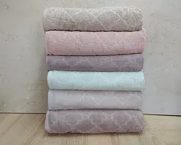 Набір турецьких махрових рушників 70х140 Gulcan 6 шт Jacquard Cotton Lux Motif