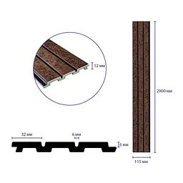 Рейка декоративна Sticker Wall PS 2900х115х12мм Темно-коричневий із золотими вкрапленнями SW-00001737 - мініатюра 4