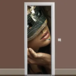 Наклейка на двері Маска плівка дівчина в масці Венеція маскарад губи 60х180 см Happy Pocket Z180213