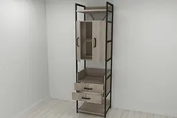 Шафа Гардероб Уні секція 5 серії Конект Ferrum-decor 220x60x50см Чорний метал ДСП Дуб Сонома Трюфель 32 мм (FRD-104514) - мініатюра 9