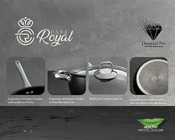 Набір посуду Casa Royal P-UKR 20100 "Greblon Diamond Pro" Black 7 предметів - мініатюра 5