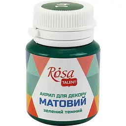 Акрил для декору Rosa Start 20мл матовий зелений темний 20014/9160 - мініатюра 1