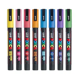 Набір маркерів Uni Posca Glitter Color 0.9-1.3 мм 8 шт. (PC-3ML GLITTER COLOR 8C) - мініатюра 2
