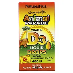 Вітамін D3 Nature's Plus Vitamin D3 Liquid Drops Animal Parade для дітей зі смаком апельсина 400 МО 10 мл краплі - мініатюра 2