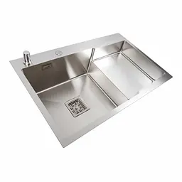 Кухонна мийка 78x50С L нержавійка Platinum Handmade (поглиблена полиця, 3.0/1.0 мм), Нержавіюча сталь - мініатюра 5