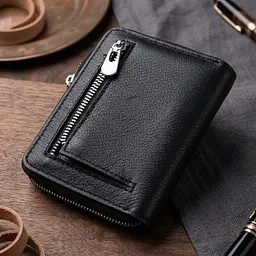 Шкіряний гаманець для жінок на блискавці з тисненим логотипом ST Leather 19489 чорний - мініатюра 3