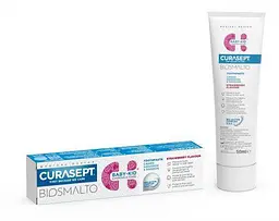 Детская зубная паста CURASEPT BIOSMALTO против кариеса, эрозии и истирания, от 6 месяцев до 6 лет, клубника, 50мл