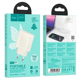 Адаптер мережевий HOCO Biscuit single port charger N44 |Type-C, QC/PD, 30W/3A| - мініатюра 2