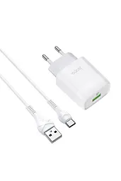 Зарядний пристрій Hoco ЦБ-00265592 C72Q 1USB QC 3A/18W в комплекті з кабелем USB/Type-C білий - мініатюра 2
