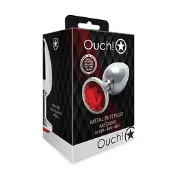 Анальна пробка Ouch! Round Gem M, 7.1 см (червоний) - мініатюра 8