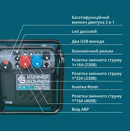 Інверторний генератор Konner&Sohnen 8/8.5 кВт KS 8100iE 1/3 ATSR - мініатюра 9