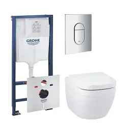Інсталяція CET 5в1 Grohe Euro Solido з кнопкою Arena Cosmopolitan + унітаз із сидінням і прокладкою 30412 - мініатюра 2