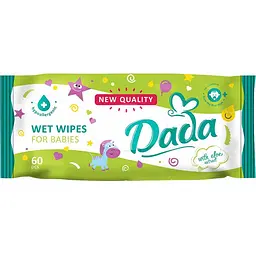 Дитячі вологі серветки Dada з алое, гіпоалергенні, 60 шт.