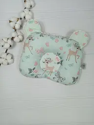 Дитяча ортопедична подушка 24×32 для новонароджених a.l.babybox Козулі М'ятний