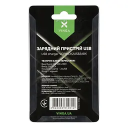 Зарядний пристрій Vinga, настінний, 2 порти USB, 2.1 А (VCPWCH2USB2ABK) - мініатюра 4